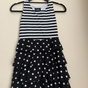 Girl’s Black/White   Layered Ruffle Dress Size 10